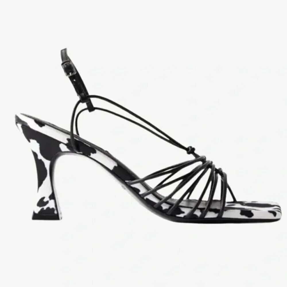NewCaverley x Anthropologie Norman Leather Heel EU 36 US 6 Black White Strappy